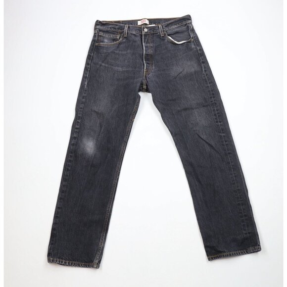Vtg Y2K Levis 501xx Mens 34x32 Faded Button Fly Original Fit Denim Jeans Black